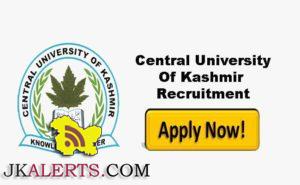 Central University of Kashmir Recruitment 2017, Walk-In-Interview for jobs in CUK