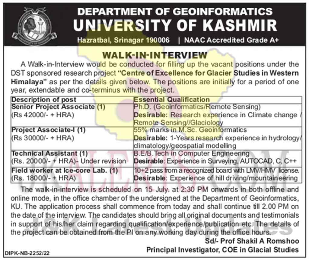 Kashmir University Jobs Recruitment Jkalerts