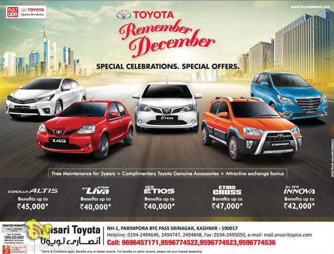 Toyota Remember December Special Celebrations special offers