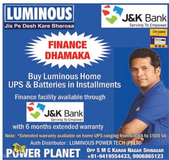 Finance Dhamaka Buy Luminous Home UPS and Batteries in installments