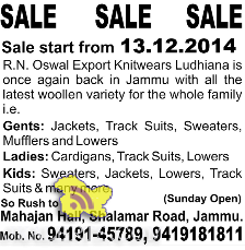 Oswal Export Knitwears Ludhiana is once again back in Jammu