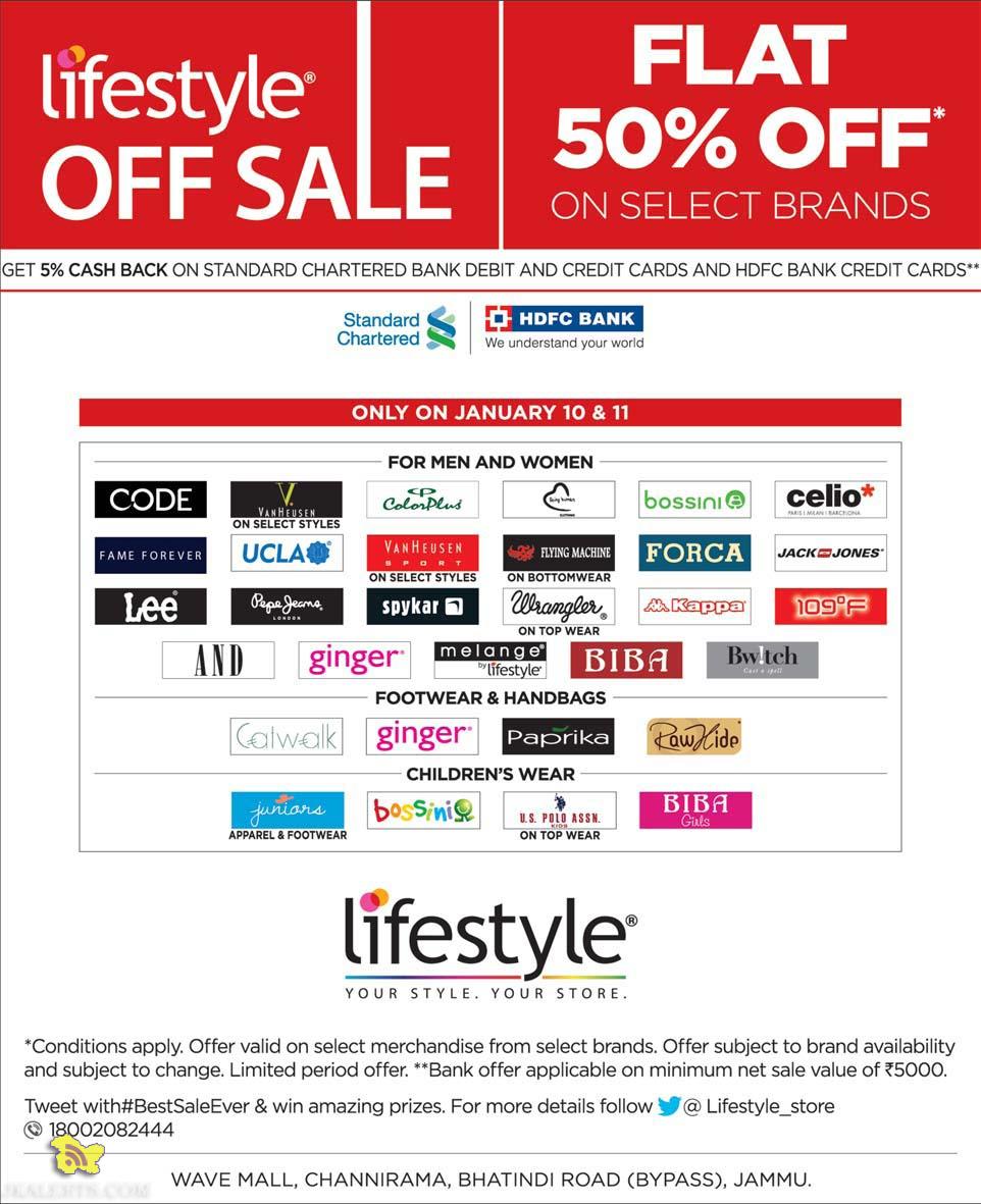 Lifestyle Sale, Flat 50% off selected brands