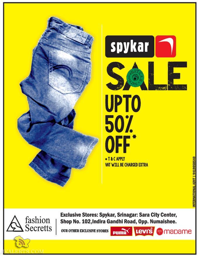 Spykar Sale in Fashion Secretts Srinagar, Puma, Levis , Madame