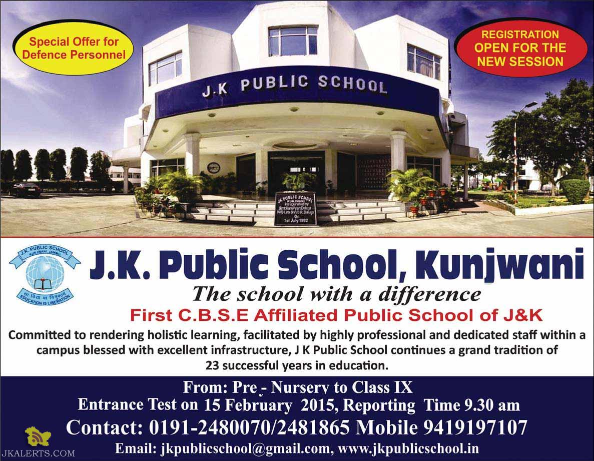 Admission open J.K. Public School, Kunjwani