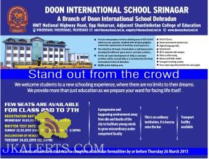 Admission open in Doon international School Srinagar