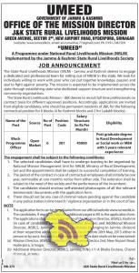 Block Programme Officer in UMEED (NRLM Programme)