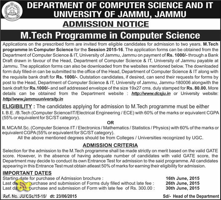 M.Tech Programme in Computer Science