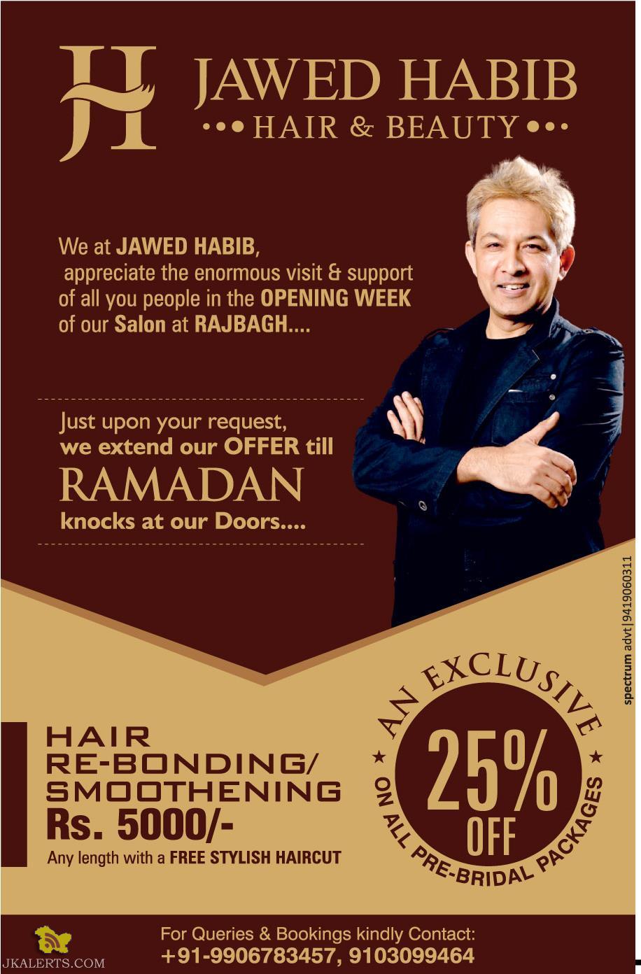 JAWED HABIB HAIR & BEAUTY offer 25% off