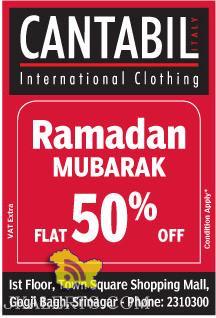 Cantabil Sale flat 50% off, latest Sales Offers Deals Discounts on garments