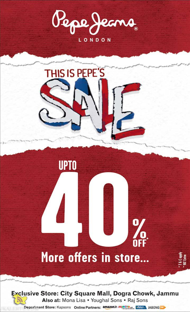 Special offer on Pepe Jeans, Latest deals discounts Sale in Wave mall