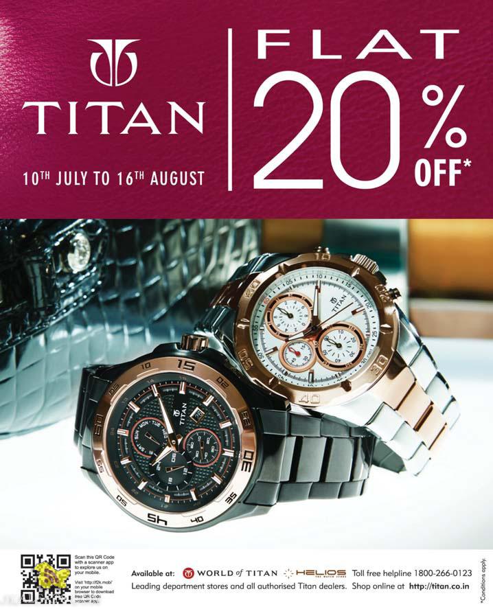 Sale on Titan Watchs, Flat 20% off