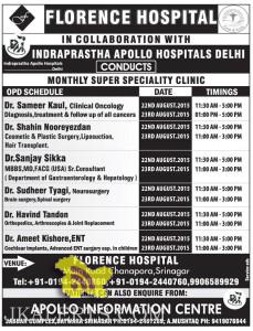 FLORENCE HOSPITAL MONTHLY SUPER SPECIALITY CLINIC (Apollo Delhi)