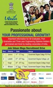 Recruitment for Graduates, Post Graduates in Jammu, Ladakh, Kargil, Billawar under udaan, Jobs for graduates, post graduates, engineers , jobs in jammu