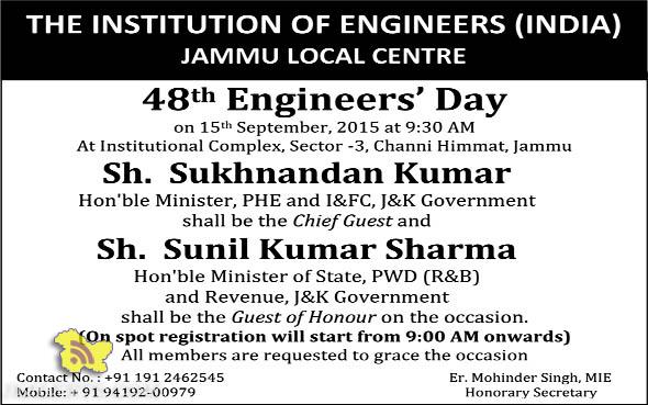 48th Engineers' Day Celebrated at IEI Jammu Local Centre