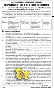 Government Jobs in DEPARTMENT OF FISHERIES, SRINAGAR