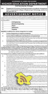 Jobs in Lecturers/Teaching Assistants in GCET , Higher Education Department