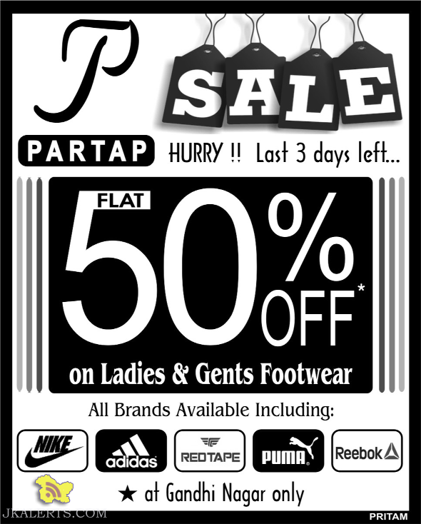 Sale on Branded Shoes 50% off, Partap Shoes Gandhi Nagar