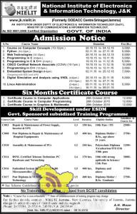 Admission in National Institute of Electronics & Information Technology, J&K