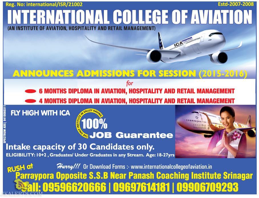 ADMISSION OPEN DIPLOMA IN AVIATION, HOSPITALITY AND RETAIL MANAGEMENT