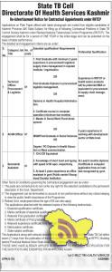Jobs in State TB Cell Directorate Of Health Services Kashmir