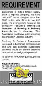 Safexpress logistics company required Booking & Delivery Associates , Jobs in Safexpress, Private jobs in Jammu Jobs for graduates, Latest employment news