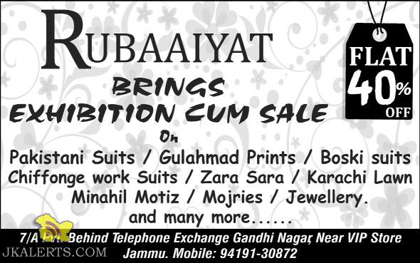 Rubaaiyat exhibition Cum Sale, Flat 40% Off on Suits and Jewellery