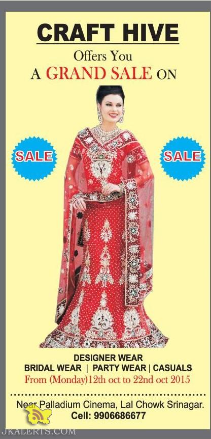 CRAFT HIVE Offers GRAND SALE on Designer wears Bridal Wears Party Wears