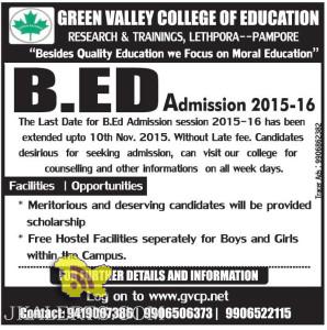 B.Ed Admission in Central University of Kashmir