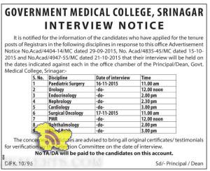 WALK IN INTERVIEW FOR GENERAL DUTY MEDICAL OFFICERS IN CRPF