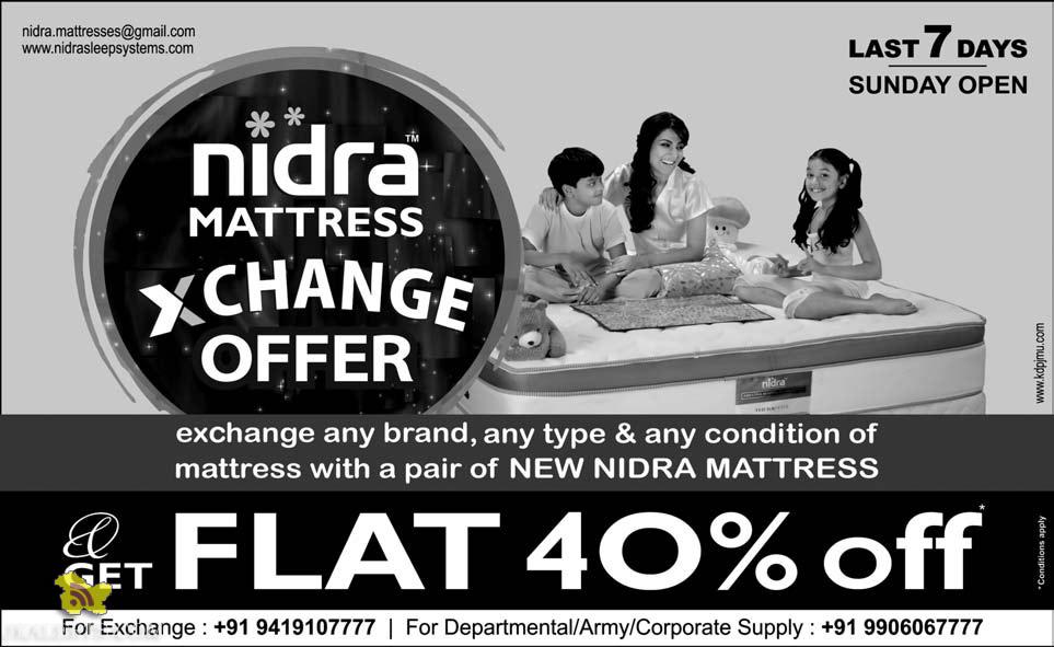 Nidra Mattress Exchange offer Flat 40% off