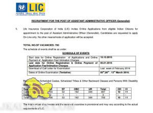 LIC RECRUITMENT 2015 FOR ASSISTANT ADMINISTRATIVE OFFICER (Generalist)