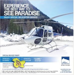 J&K tourism Special Helicopter service Srinagar Gulmarg Pahalgam