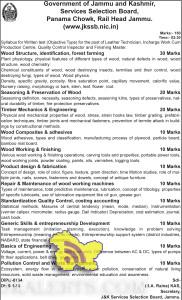 JKSSB Syllabus for Leather Technician, Incharge Work Cum Production Centre, Quality Control Inspector and Finishing Master
