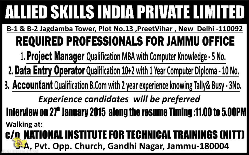 Project Manager, Project Manager, Accountant jobs in Jammu