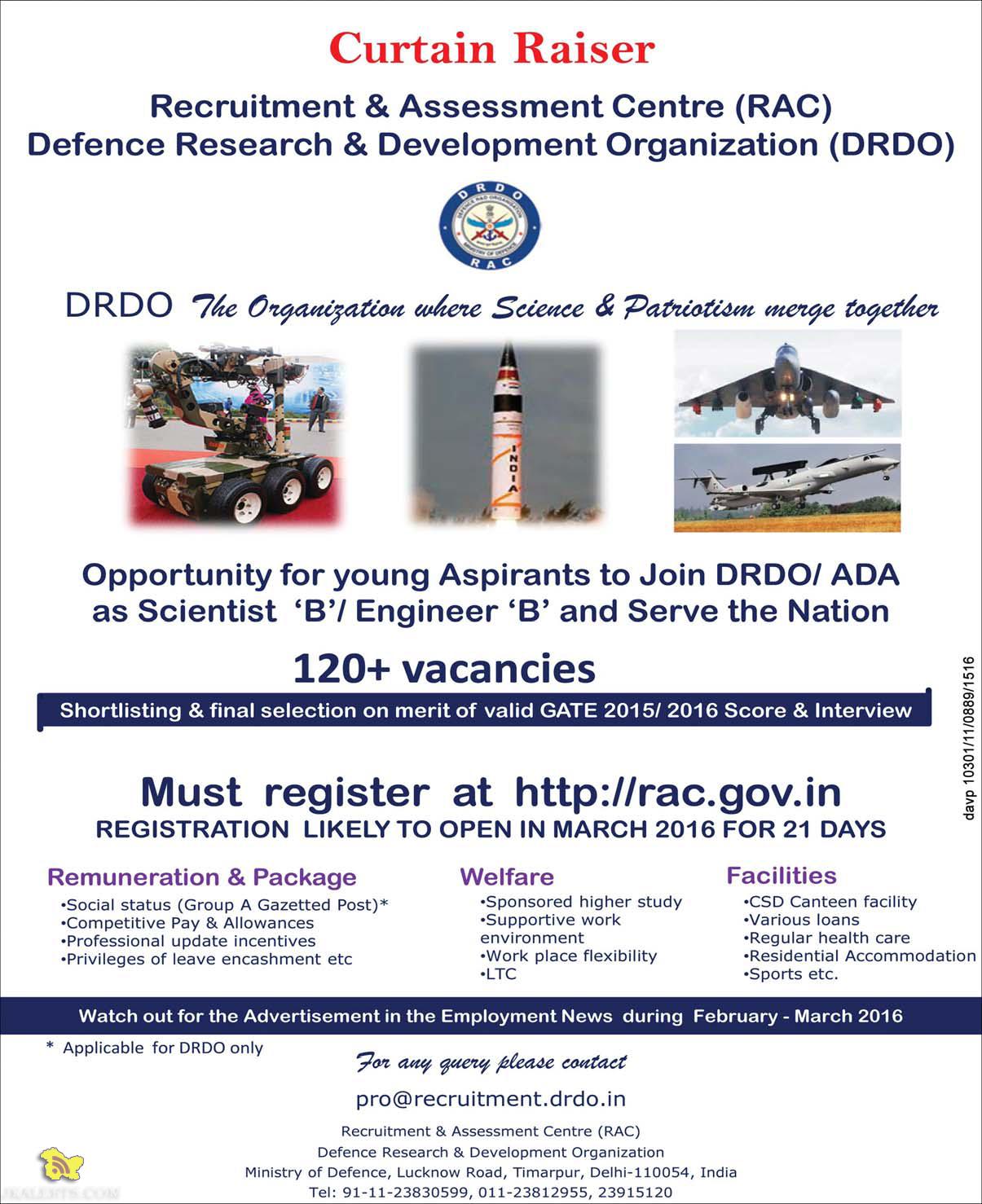 Join DRDO/ ADA as Scientist ‘B7 Engineer ‘B’ recruitment 2016