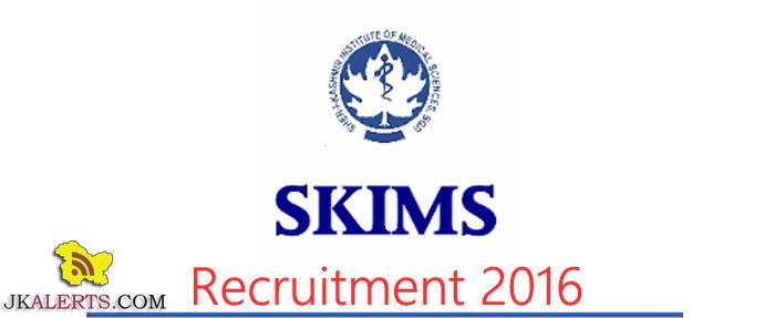 Professor Direct Recruitment at SKIMS , Jobs in SKIMS Srinagar