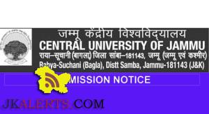 UG, PG, Ph.D, Admission open in Central University of Jammu