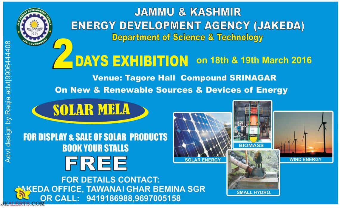JAKEDA 2 DAYS EXHIBITION On New & Renewable Sources & Devices of Energy