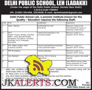 JOBS IN DELHI PUBLIC SCHOOL, LEH (LADAKH)