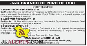 Jobs in J&k Branch of NIRC of ICAI