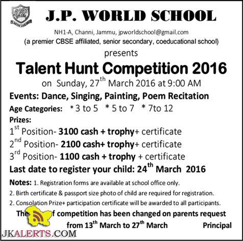 J.P. WORLD SCHOOL Talent Hunt Competition 2016