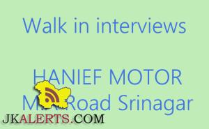Walk in interview in HANIEF MOTORS