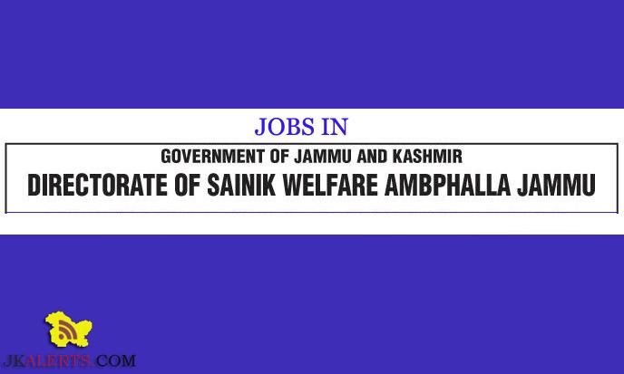 Jobs in Sainik Welfare Department Jammu.