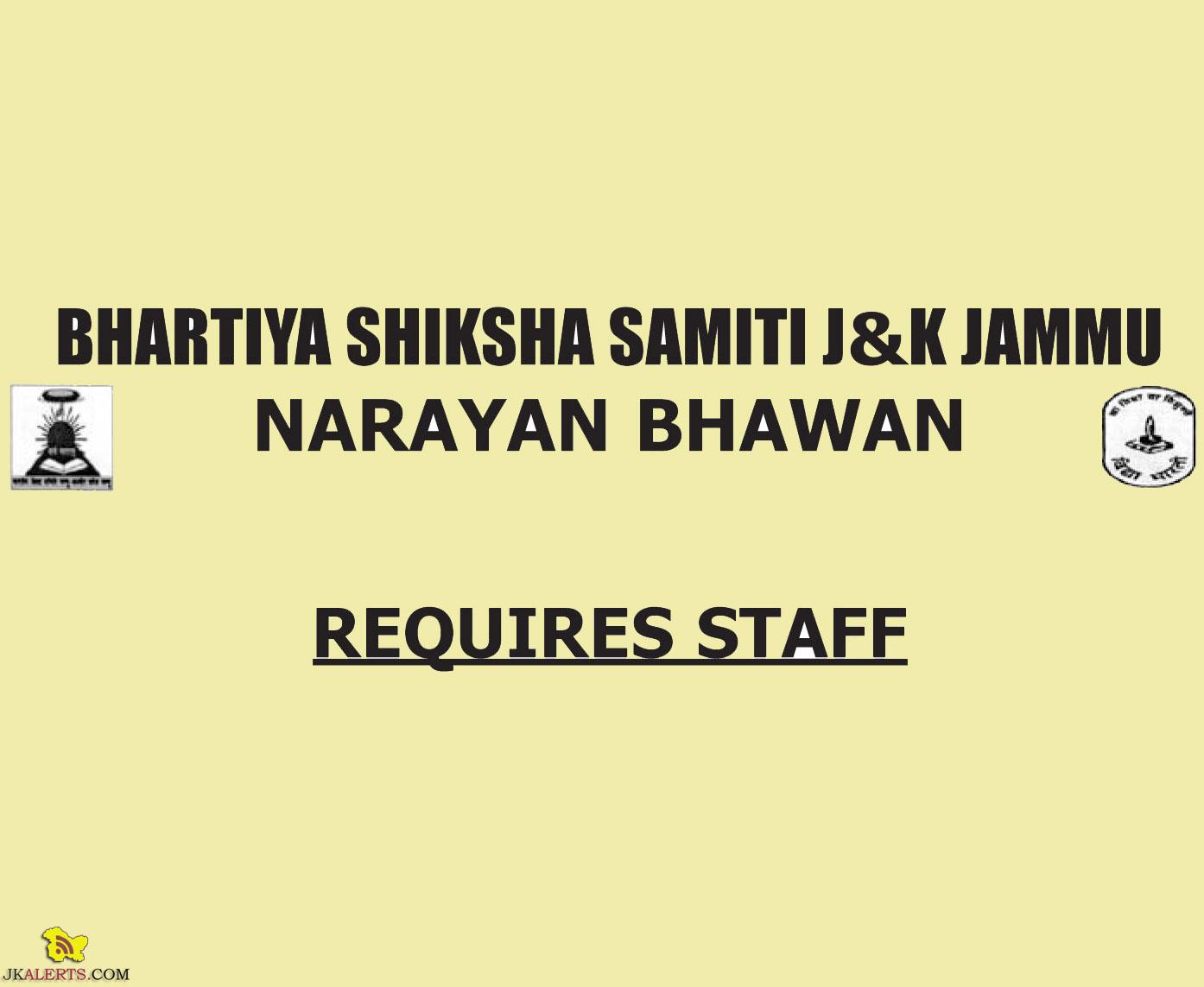 JOBS IN BHARTIYA SHIKSHA SAMITI l&K JAMMU NARAYAN BHAWAN