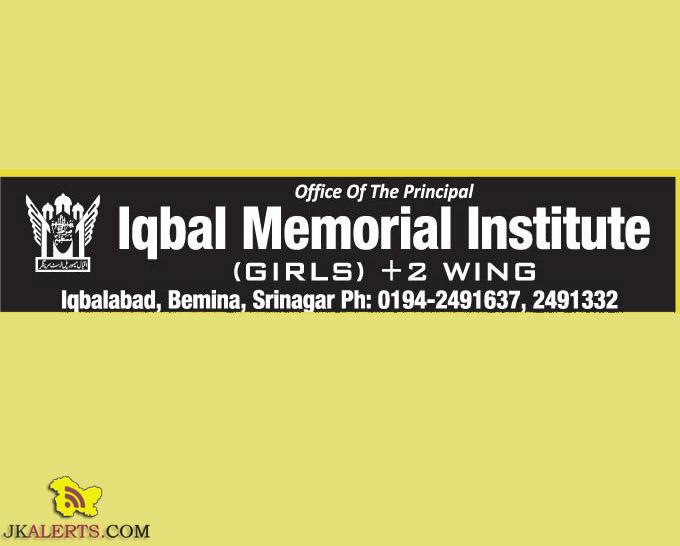 Urdu Teachers jobs in Iqbal Memorial Institute, Private jobs in Srinagar