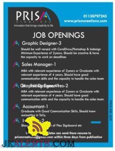 JOB OPENINGS IN PRISM CREATIONZ