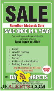 Ramdhan Mubarak Sale on Carpet Wooden Flooring Wall Paper Curtain Baari Carpets srinagar