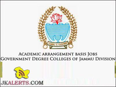 Academic arrangement basis Jobs in Government Degree Colleges of Jammu Division