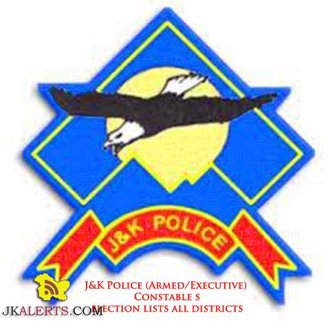 J&K Police (Armed/Executive) Constable selection lists all districts