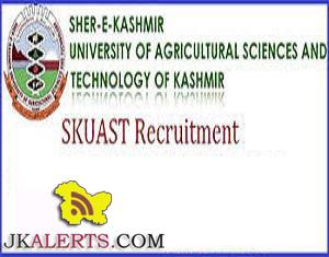 Jobs in SKUAST kashmir Srinagar, SKUAST Recruitment 2016